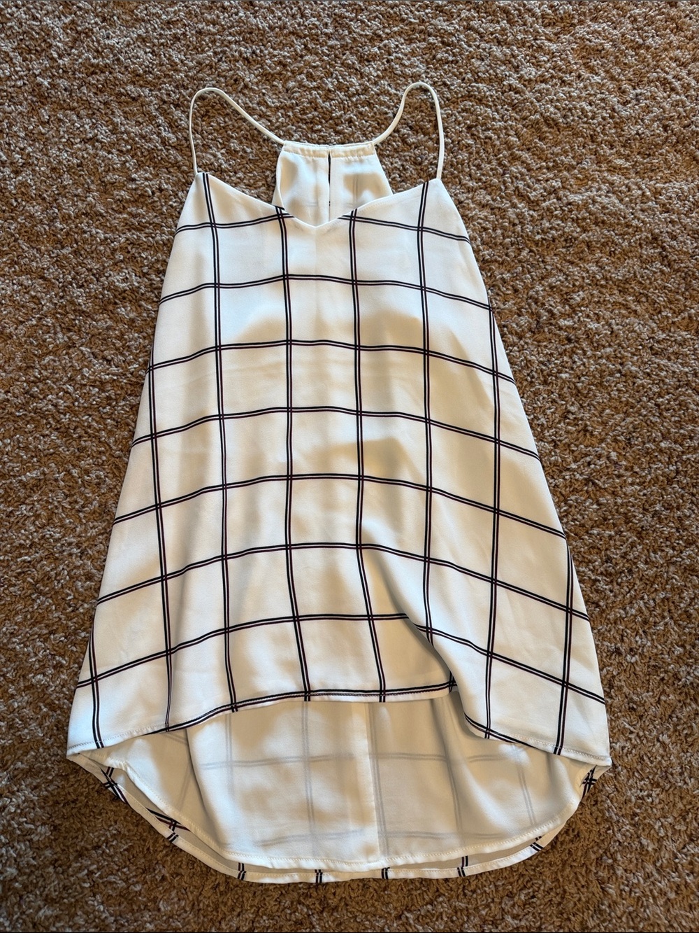 Express White Grid-Print Spaghetti Strap Tank